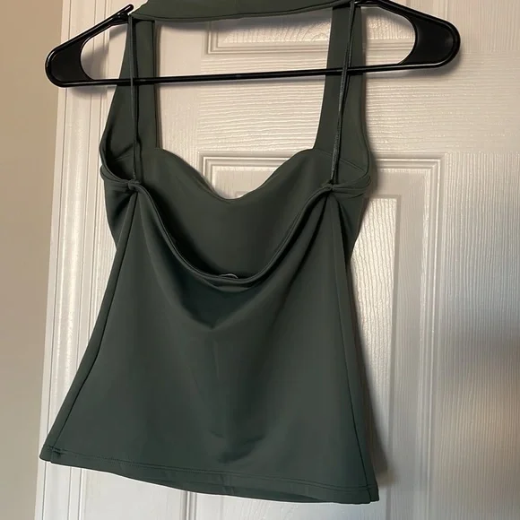 Express Women's Body Contour Sage Green Halter Top Size Small - Picture 2 of 5